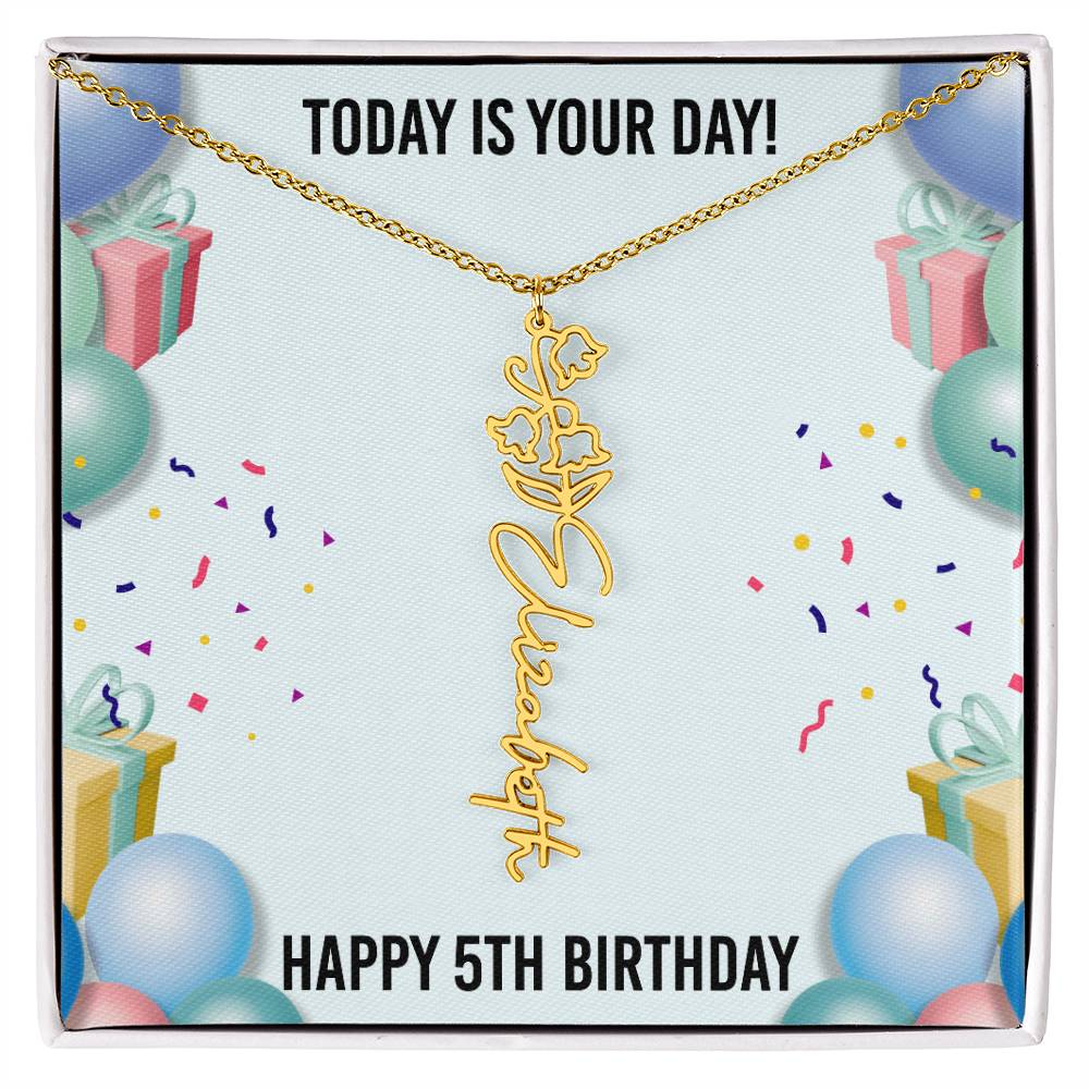 5th Birthday Necklace for Women, Personalized Birth Flower Necklace, Birth Flower Name Necklace, Personalized Birthday Gifts for Best Friend