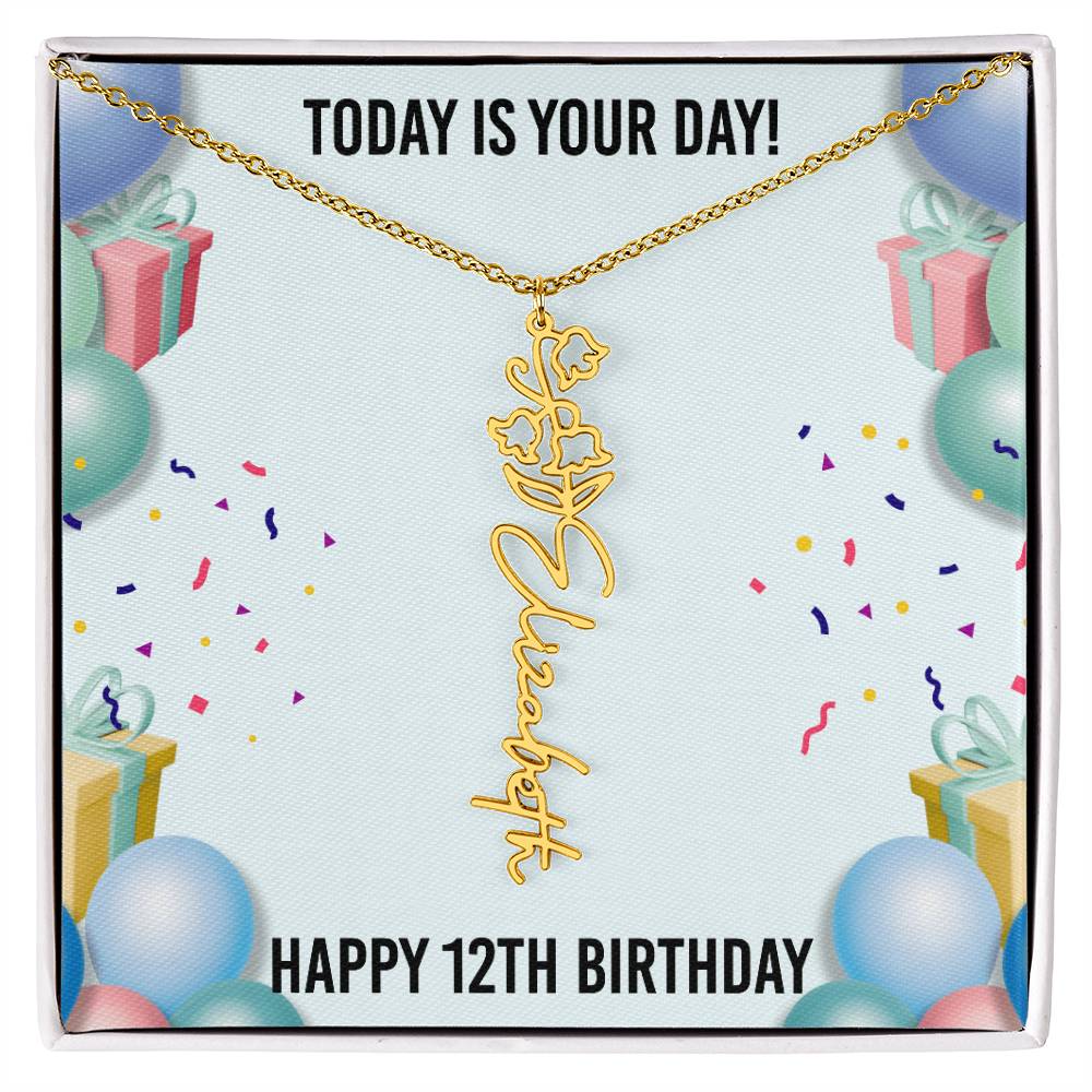 12th Birthday Necklace for Women, Personalized Birth Flower Necklace, Birth Flower Name Necklace, Personalized Birthday Gifts for Best Friend