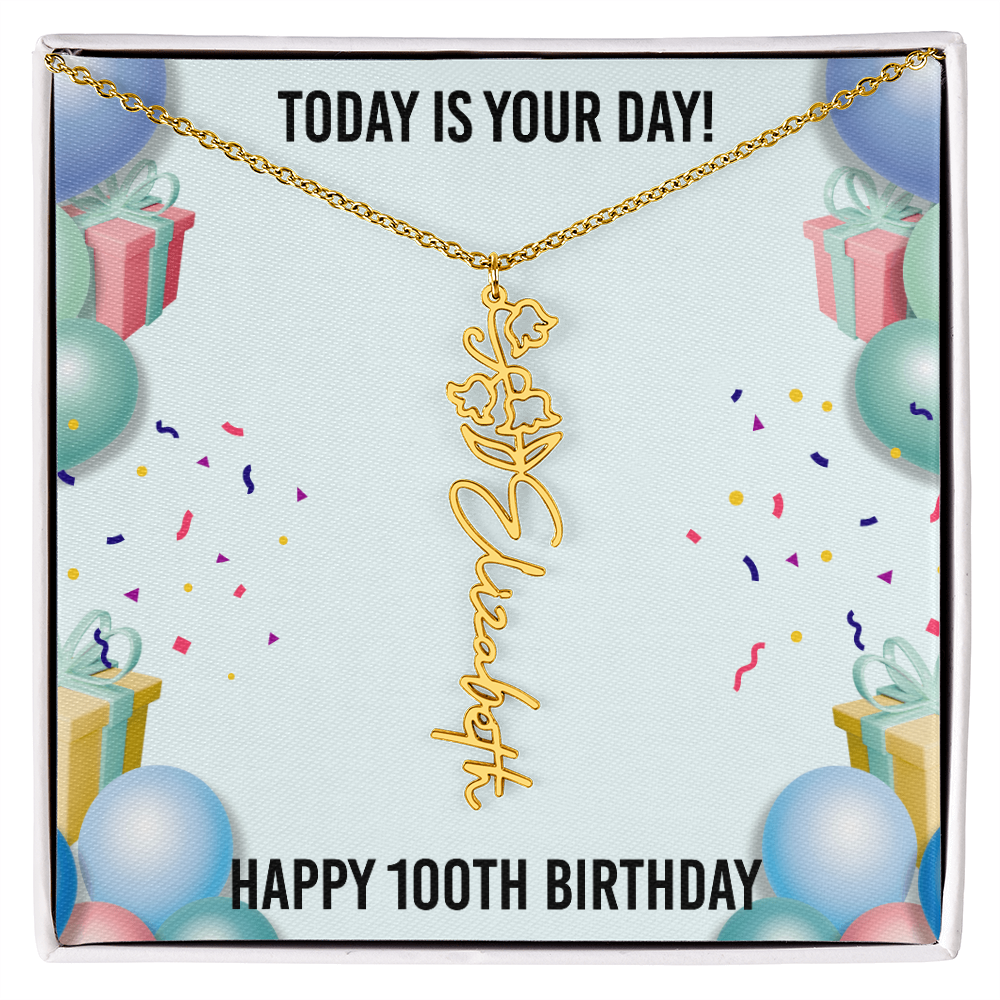 100th Birthday Necklace for Women, Personalized Birth Flower Necklace, Birth Flower Name Necklace, Personalized Birthday Gifts for Best Friend