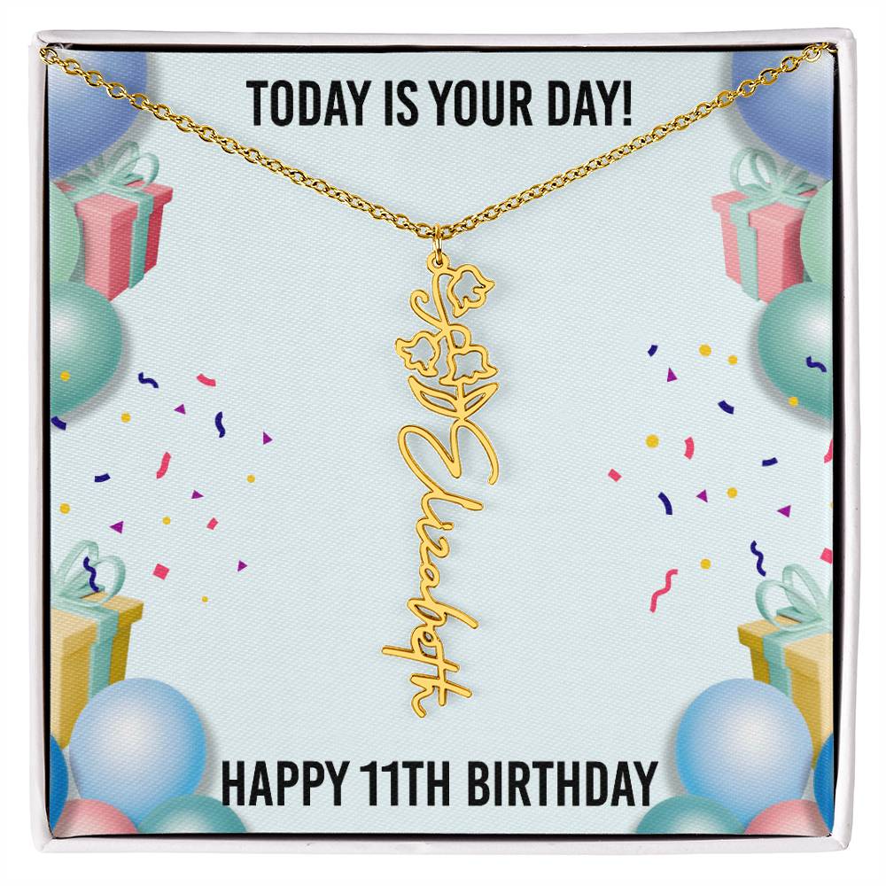 11th Birthday Necklace for Women, Personalized Birth Flower Necklace, Birth Flower Name Necklace, Personalized Birthday Gifts for Best Friend