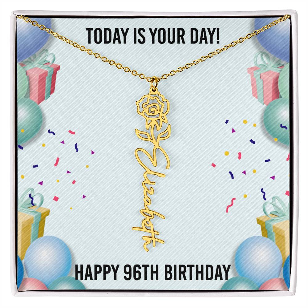 96th Birthday Necklace for Women, Personalized Birth Flower Necklace, Birth Flower Name Necklace, Personalized Birthday Gifts for Best Friend