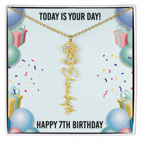 Load image into Gallery viewer, 7th Birthday Necklace for Women, Personalized Birth Flower Necklace, Birth Flower Name Necklace, Personalized Birthday Gifts for Best Friend
