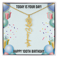 Load image into Gallery viewer, 100th Birthday Necklace for Women, Personalized Birth Flower Necklace, Birth Flower Name Necklace, Personalized Birthday Gifts for Best Friend
