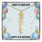 4th Birthday Necklace for Women, Personalized Birth Flower Necklace, Birth Flower Name Necklace, Personalized Birthday Gifts for Best Friend