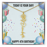 Load image into Gallery viewer, 4th Birthday Necklace for Women, Personalized Birth Flower Necklace, Birth Flower Name Necklace, Personalized Birthday Gifts for Best Friend
