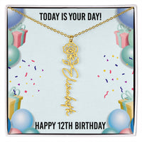 Load image into Gallery viewer, 12th Birthday Necklace for Women, Personalized Birth Flower Necklace, Birth Flower Name Necklace, Personalized Birthday Gifts for Best Friend
