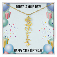 Load image into Gallery viewer, 13th Birthday Necklace for Women, Personalized Birth Flower Necklace, Birth Flower Name Necklace, Personalized Birthday Gifts for Best Friend
