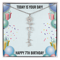 Load image into Gallery viewer, 7th Birthday Necklace for Women, Personalized Birth Flower Necklace, Birth Flower Name Necklace, Personalized Birthday Gifts for Best Friend
