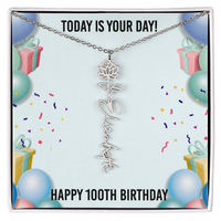 Load image into Gallery viewer, 100th Birthday Necklace for Women, Personalized Birth Flower Necklace, Birth Flower Name Necklace, Personalized Birthday Gifts for Best Friend
