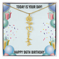 Load image into Gallery viewer, 96th Birthday Necklace for Women, Personalized Birth Flower Necklace, Birth Flower Name Necklace, Personalized Birthday Gifts for Best Friend
