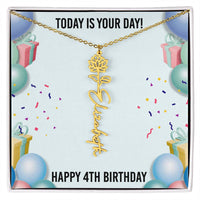 Load image into Gallery viewer, 4th Birthday Necklace for Women, Personalized Birth Flower Necklace, Birth Flower Name Necklace, Personalized Birthday Gifts for Best Friend
