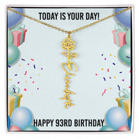 Load image into Gallery viewer, 93rd Birthday Necklace for Women, Personalized Birth Flower Necklace, Birth Flower Name Necklace, Personalized Birthday Gifts for Best Friend
