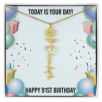 Load image into Gallery viewer, 91st Birthday Necklace for Women, Personalized Birth Flower Necklace, Birth Flower Name Necklace, Personalized Birthday Gifts for Best Friend
