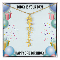 Load image into Gallery viewer, 3rd Birthday Necklace for Women, Personalized Birth Flower Necklace, Birth Flower Name Necklace, Personalized Birthday Gifts for Best Friend
