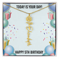Load image into Gallery viewer, 5th Birthday Necklace for Women, Personalized Birth Flower Necklace, Birth Flower Name Necklace, Personalized Birthday Gifts for Best Friend
