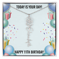 Load image into Gallery viewer, 11th Birthday Necklace for Women, Personalized Birth Flower Necklace, Birth Flower Name Necklace, Personalized Birthday Gifts for Best Friend

