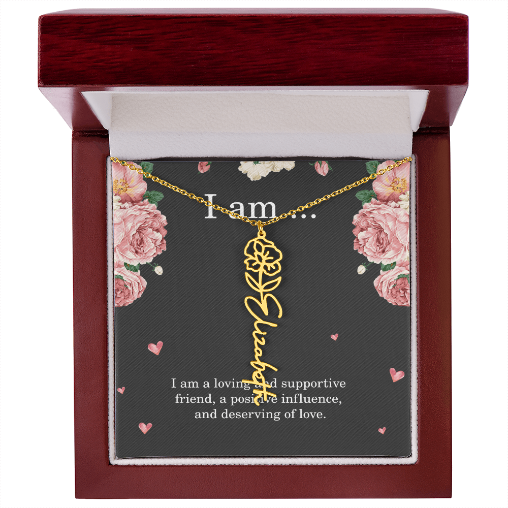 Personalized Birth Flower Necklace for Friend with Custom Name – Best Friend Birthday Gift Jewelry