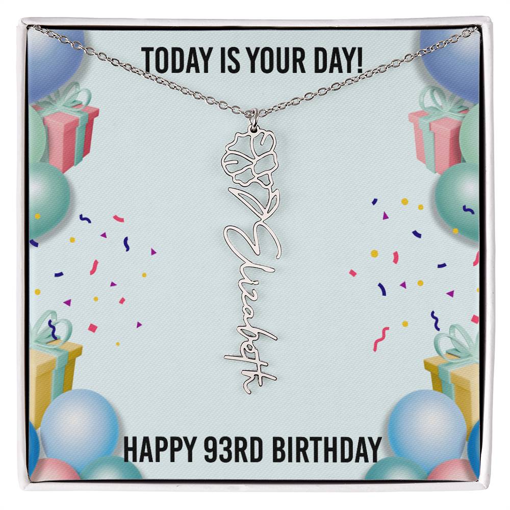 93rd Birthday Necklace for Women, Personalized Birth Flower Necklace, Birth Flower Name Necklace, Personalized Birthday Gifts for Best Friend