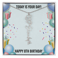 Load image into Gallery viewer, 8th Birthday Necklace for Women, Personalized Birth Flower Necklace, Birth Flower Name Necklace, Personalized Birthday Gifts for Best Friend
