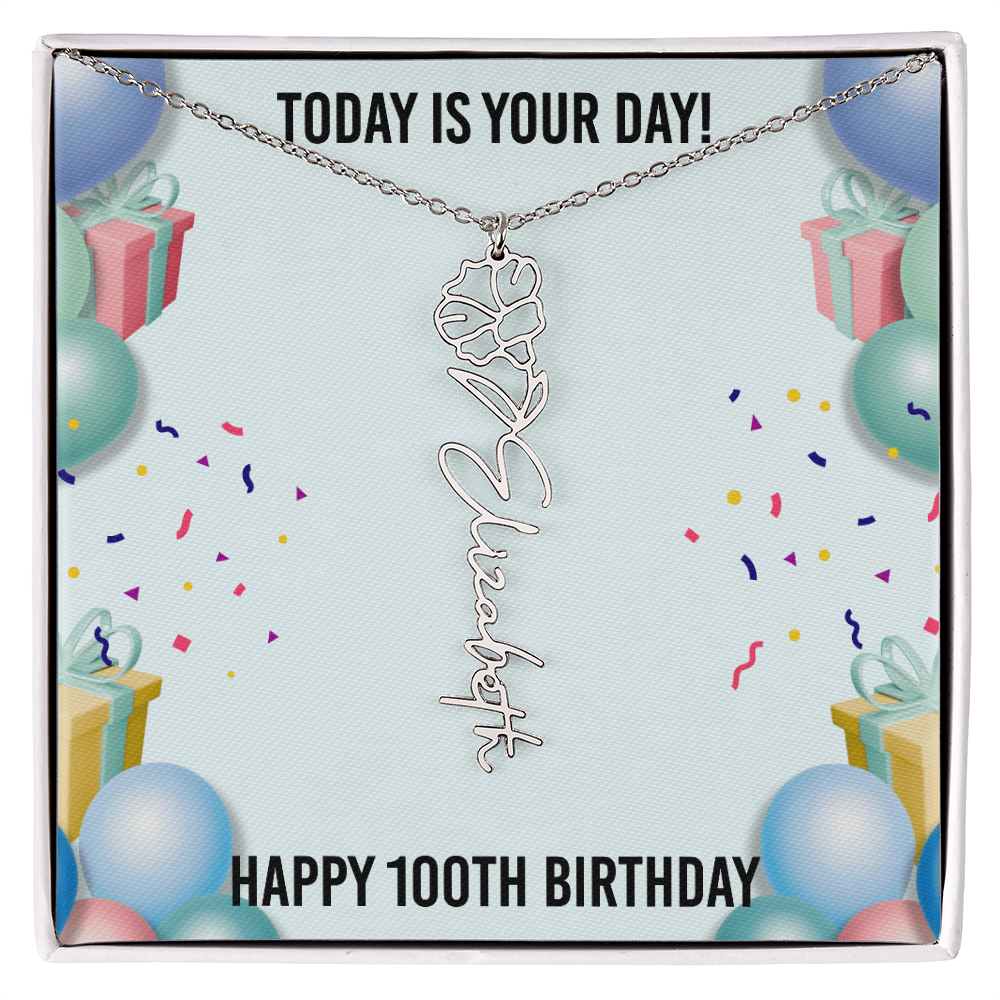 100th Birthday Necklace for Women, Personalized Birth Flower Necklace, Birth Flower Name Necklace, Personalized Birthday Gifts for Best Friend