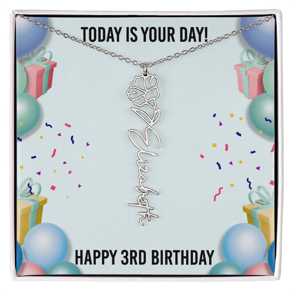 3rd Birthday Necklace for Women, Personalized Birth Flower Necklace, Birth Flower Name Necklace, Personalized Birthday Gifts for Best Friend