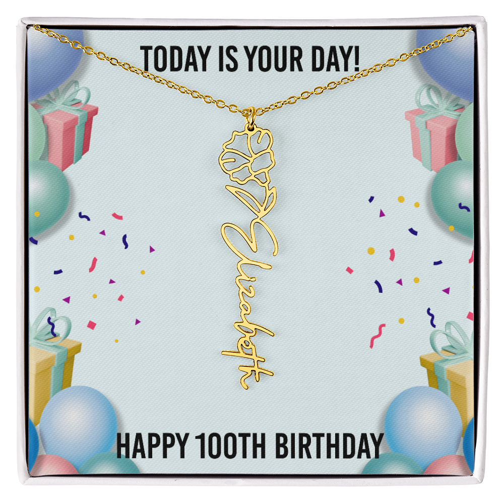 100th Birthday Necklace for Women, Personalized Birth Flower Necklace, Birth Flower Name Necklace, Personalized Birthday Gifts for Best Friend