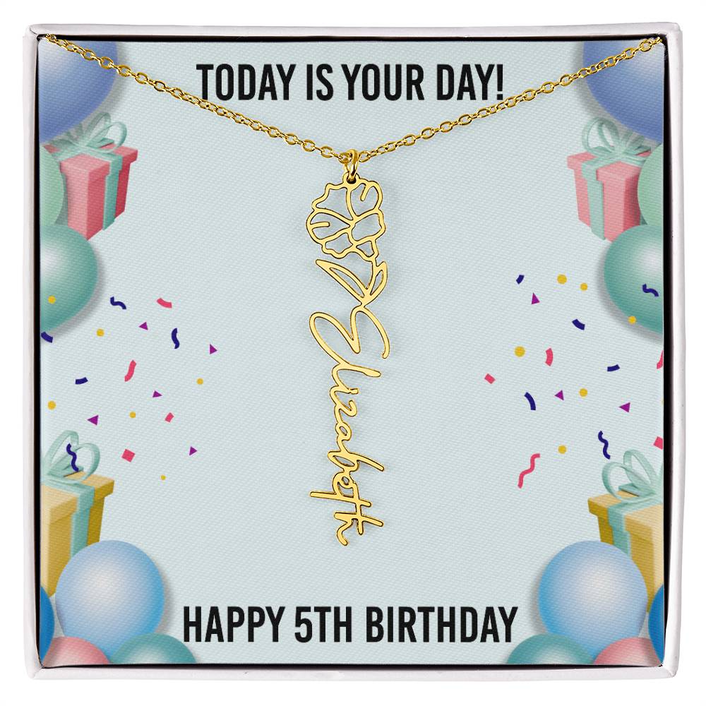 5th Birthday Necklace for Women, Personalized Birth Flower Necklace, Birth Flower Name Necklace, Personalized Birthday Gifts for Best Friend
