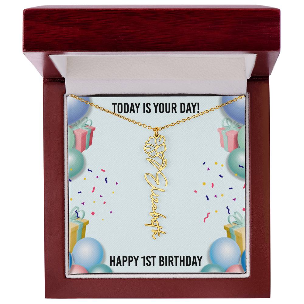 1st Birthday Necklace for Women, Personalized Birth Flower Necklace, Birth Flower Name Necklace, Personalized Birthday Gifts for Best Friend
