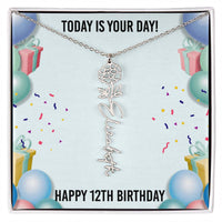 Load image into Gallery viewer, 12th Birthday Necklace for Women, Personalized Birth Flower Necklace, Birth Flower Name Necklace, Personalized Birthday Gifts for Best Friend
