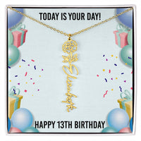 Load image into Gallery viewer, 13th Birthday Necklace for Women, Personalized Birth Flower Necklace, Birth Flower Name Necklace, Personalized Birthday Gifts for Best Friend
