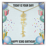 Load image into Gallery viewer, 93rd Birthday Necklace for Women, Personalized Birth Flower Necklace, Birth Flower Name Necklace, Personalized Birthday Gifts for Best Friend
