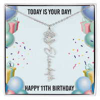 Load image into Gallery viewer, 11th Birthday Necklace for Women, Personalized Birth Flower Necklace, Birth Flower Name Necklace, Personalized Birthday Gifts for Best Friend
