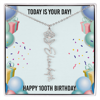 Load image into Gallery viewer, 100th Birthday Necklace for Women, Personalized Birth Flower Necklace, Birth Flower Name Necklace, Personalized Birthday Gifts for Best Friend
