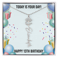 Load image into Gallery viewer, 13th Birthday Necklace for Women, Personalized Birth Flower Necklace, Birth Flower Name Necklace, Personalized Birthday Gifts for Best Friend
