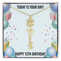 Load image into Gallery viewer, 12th Birthday Necklace for Women, Personalized Birth Flower Necklace, Birth Flower Name Necklace, Personalized Birthday Gifts for Best Friend
