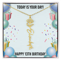 Load image into Gallery viewer, 13th Birthday Necklace for Women, Personalized Birth Flower Necklace, Birth Flower Name Necklace, Personalized Birthday Gifts for Best Friend
