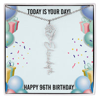 Load image into Gallery viewer, 96th Birthday Necklace for Women, Personalized Birth Flower Necklace, Birth Flower Name Necklace, Personalized Birthday Gifts for Best Friend
