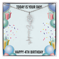Load image into Gallery viewer, 4th Birthday Necklace for Women, Personalized Birth Flower Necklace, Birth Flower Name Necklace, Personalized Birthday Gifts for Best Friend
