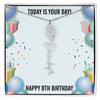 Load image into Gallery viewer, 8th Birthday Necklace for Women, Personalized Birth Flower Necklace, Birth Flower Name Necklace, Personalized Birthday Gifts for Best Friend
