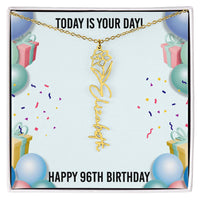 Load image into Gallery viewer, 96th Birthday Necklace for Women, Personalized Birth Flower Necklace, Birth Flower Name Necklace, Personalized Birthday Gifts for Best Friend
