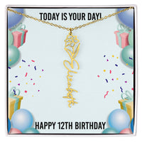 Load image into Gallery viewer, 12th Birthday Necklace for Women, Personalized Birth Flower Necklace, Birth Flower Name Necklace, Personalized Birthday Gifts for Best Friend
