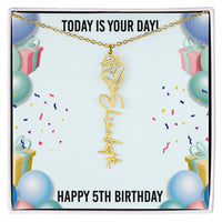 Load image into Gallery viewer, 5th Birthday Necklace for Women, Personalized Birth Flower Necklace, Birth Flower Name Necklace, Personalized Birthday Gifts for Best Friend
