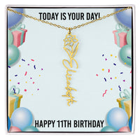Load image into Gallery viewer, 11th Birthday Necklace for Women, Personalized Birth Flower Necklace, Birth Flower Name Necklace, Personalized Birthday Gifts for Best Friend
