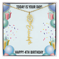 Load image into Gallery viewer, 4th Birthday Necklace for Women, Personalized Birth Flower Necklace, Birth Flower Name Necklace, Personalized Birthday Gifts for Best Friend
