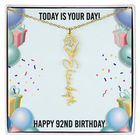Load image into Gallery viewer, 92nd Birthday Necklace for Women, Personalized Birth Flower Necklace, Birth Flower Name Necklace, Personalized Birthday Gifts for Best Friend
