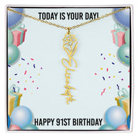 Load image into Gallery viewer, 91st Birthday Necklace for Women, Personalized Birth Flower Necklace, Birth Flower Name Necklace, Personalized Birthday Gifts for Best Friend
