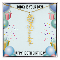 Load image into Gallery viewer, 100th Birthday Necklace for Women, Personalized Birth Flower Necklace, Birth Flower Name Necklace, Personalized Birthday Gifts for Best Friend
