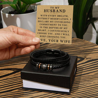 Load image into Gallery viewer, To My Husband Braided Leather Bracelet, Anniversary and Valentine's Day Jewelry with Card ShineOn Fulfillment
