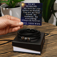 Load image into Gallery viewer, Husband Christmas Gift from Wife Husband Bracelet My Love For You Knows No Bounds Husband Valentine's Day Gift ShineOn Fulfillment
