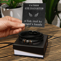 Load image into Gallery viewer, Father Daughter Bracelet, Dad Inspirational Gift from Daughter, Dad Christmas Gift from Daughter, Dad Leather Bracelet Black, Father's Day Gifts Birthday from Daughter for Dad ShineOn Fulfillment
